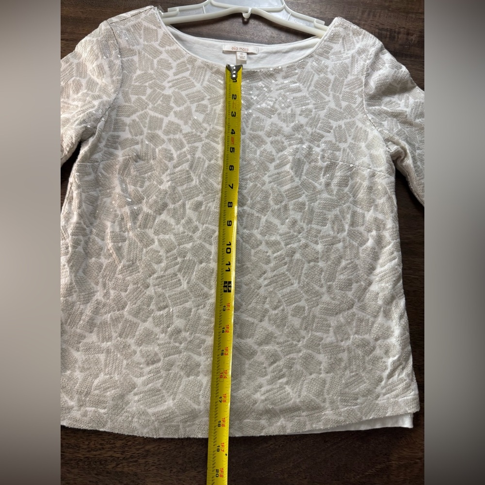 Ella Moss White Matte Sequence, Pattern, Top, Siz… - image 8
